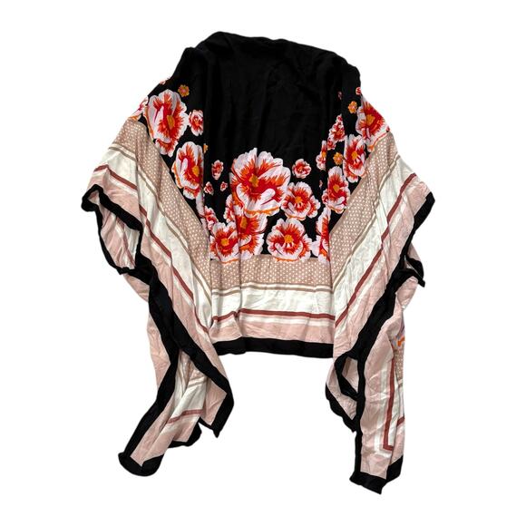 Steve Madden Accessories - Steve Madden Kimono Wrap - Beautiful Black/White w/ Vibrant Red/Orange Flowers
